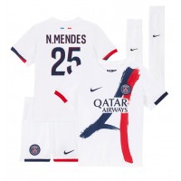 Paris Saint-Germain Nuno Mendes #25 Bortaställ Barn 2024-25 Korta ärmar (+ Korta byxor)